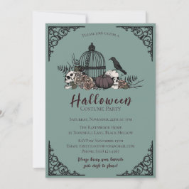 Convite Festa de Costume Adulto do Halloween Escuro Elegan