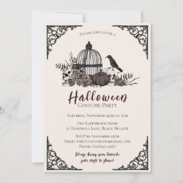 Convite Festa de Costume Adulto do Halloween Escuro Elegan