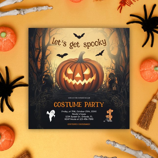Convite Festa de Costume de Abóbora de Halloween (Halloween Pumpkin Costume Party Invitation)