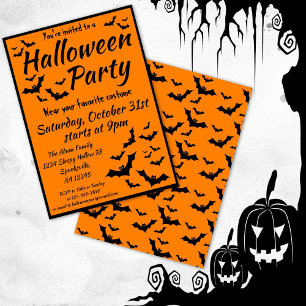 Convite Festa de Costume de Bats Halloween