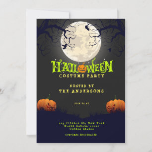 Convite Festa de Costume do Halloween Negro Emerald