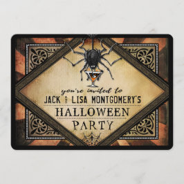 Convite Festa de Costume Laranja Aranha Negra Cocô