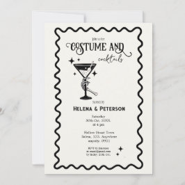 Convite Festa de Costumes e cocktails Retro Pretos e Branc