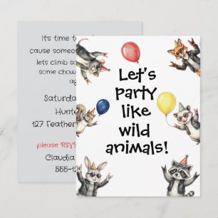 Convite Festa de Crianças com Animais Selvagens Download D