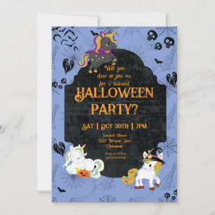 Convite Festa de Cute Halloween Unicorns 1