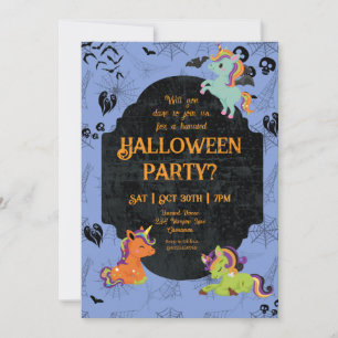 Convite Festa de Cute Halloween Unicorns 2