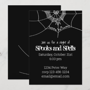 Convite Festa de Cute Web de Aranha Assustadora do Hallowe