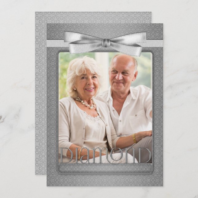 Convite Festa de Damasco do 60º aniversário do Diamond com (Frente/Verso)