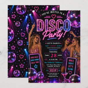 Convite Festa de Dança Disco Neon
