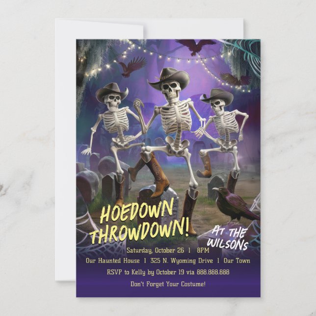 Convite Festa de Dança Hoedown Throwdown, Halloween  (Frente)