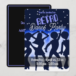 Convite Festa de Dança Retrô Azul