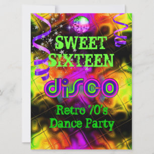 Convite Festa de Dança Sweet Sixteen 16 Retro Disco dos An
