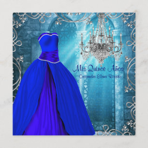 Convite Festa de debutante azul Royal Navy Branco Quincean