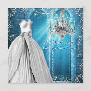 Convite Festa de debutante azul Royal Navy Branco Quincean