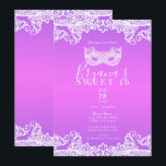 Convite Festa de Debutante com Laço Roxa Rosa Branco Masca<br><div class="desc">Personalize para qualquer evento</div>