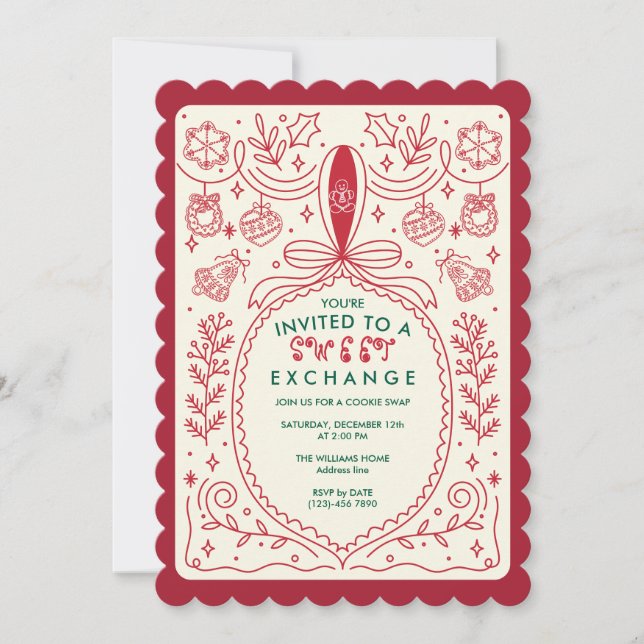 Convite Festa de decoração de Arcos de Bolachas de Natal (Frente)