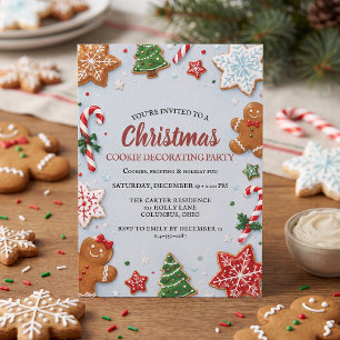 Convite Festa de Decoração de Biscoitos de Natal Aquarela