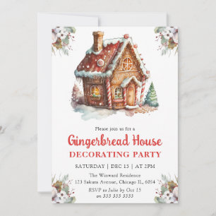 Convite Festa de Decoração de Casa de Gingerbread de Natal