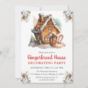 Convite Festa de Decoração de Casa de Gingerbread de Natal