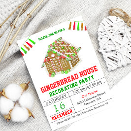Convite Festa de Decoração de Casa de Gingerbread Vermelha