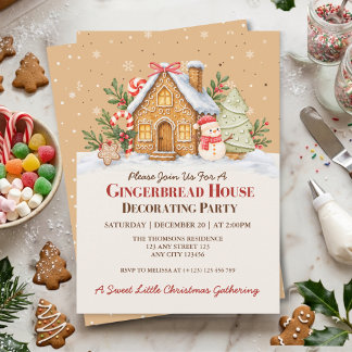Convite Festa de Decoração de Casa de Pão de Gengibre Nata
