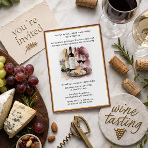 Convite Festa de Degustação de Comida Gourmet e Vinho Fino