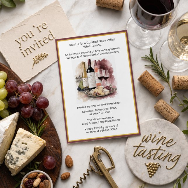 Convite Festa de Degustação de Comida Gourmet e Vinho Fino (Criador carregado)