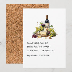 Convite Festa de Degustação de Vinho e Queijo Elegante