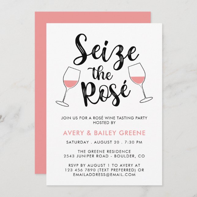 Convite Festa de Degustação de Vinho Rosé Seize (Frente/Verso)