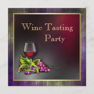 Convite Festa de Degustação de Vinho Tinto Elegante Roxo e