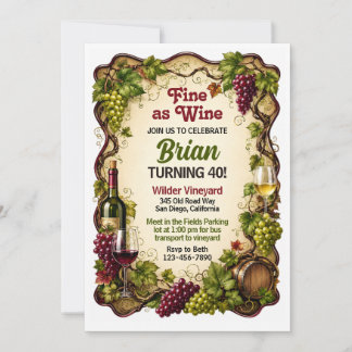 Convite Festa de Degustação de Vinhos Aniversário Adulto