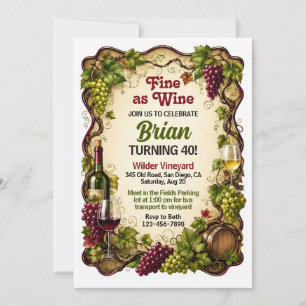 Convite Festa de Degustação de Vinhos Aniversário Adulto