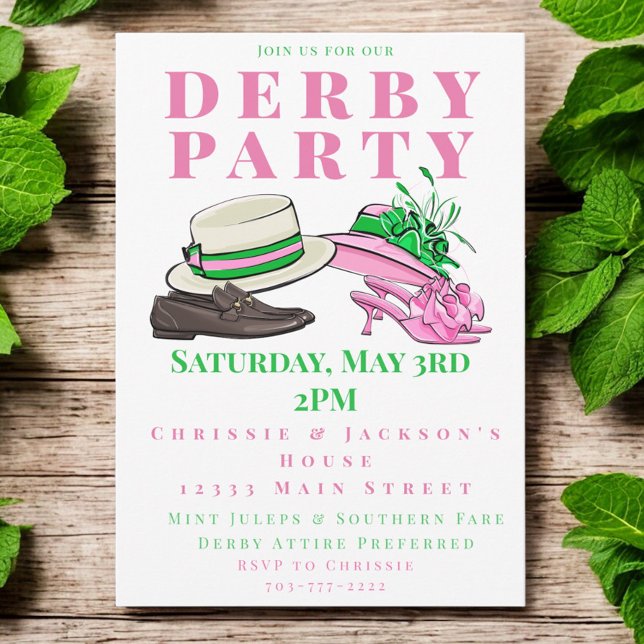Convite Festa de Derby com Chapéus Elegantes Moda de Sapat (Criador carregado)
