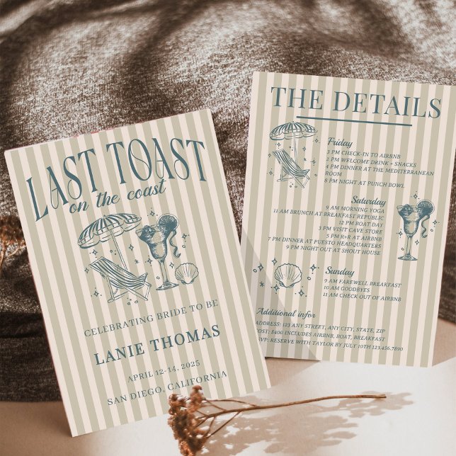 Convite Festa de Despedida de Solteira à Beira-Mar Navy (Criador carregado)