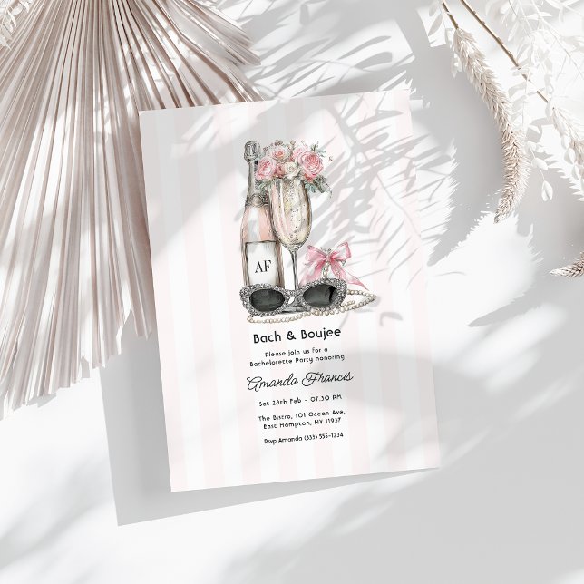 Convite Festa de Despedida de Solteira Bach & Boujee Monog (Bach & Boujee Monogram Chic Bachelorette Party Invitation)