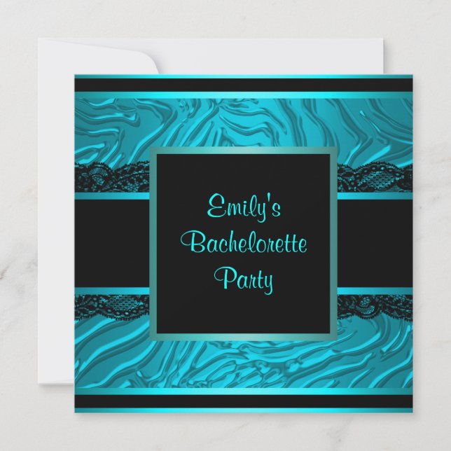 Convite Festa de Despedida de Solteira Black Lace Teal Zeb (Frente)