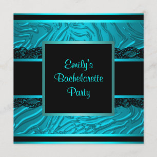 Convite Festa de Despedida de Solteira Black Lace Teal Zeb
