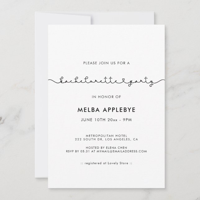 Convite Festa de Despedida de Solteira com fonte de coraçã (Frente)