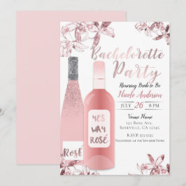 Convite Festa de Despedida de Solteira com Vinho Rosè e Fl
