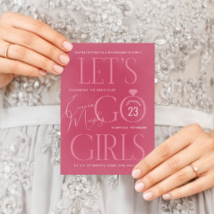 Convite Festa de Despedida de Solteira Cor-de-Rosa Vamos M