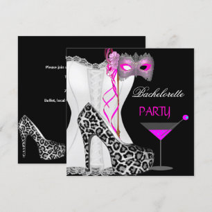 Convite Festa de Despedida de Solteira Corset Branco Leopa