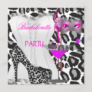 Convite Festa de Despedida de Solteira Corset Branco Pink 
