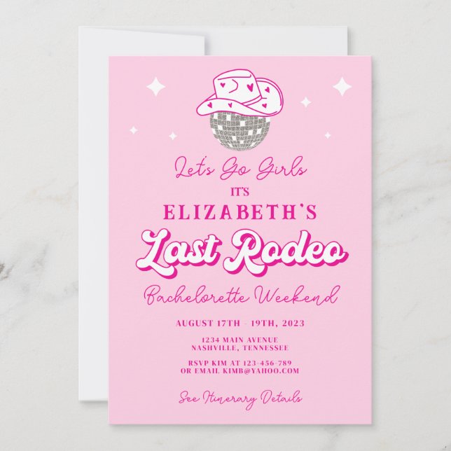 Convite Festa de Despedida de Solteira Cowgirl Last Rodeo (Frente)