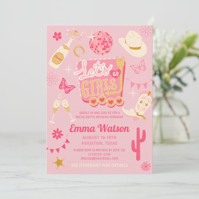 Convite Festa de Despedida de Solteira Disco Cowgirl (Em pé/Frente)