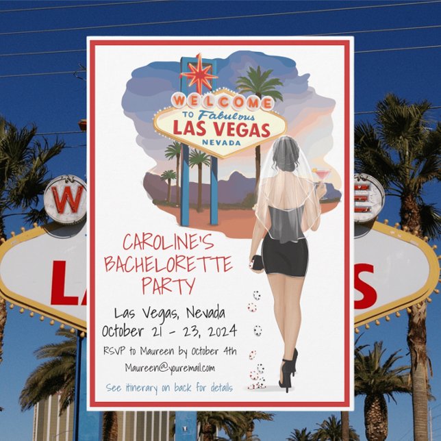 Convite Festa de Despedida de Solteira em Las Vegas / Noiv (Criador carregado)