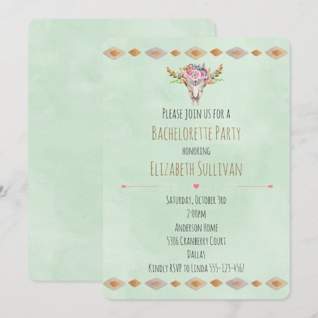 Convite Festa de Despedida de Solteira Floral do Sudoeste  (Frente/Verso)