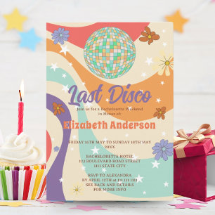 Convite Festa de Despedida de Solteira Floral Retrô Disco