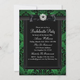 Convite Festa de Despedida de Solteira Green & Black Chic