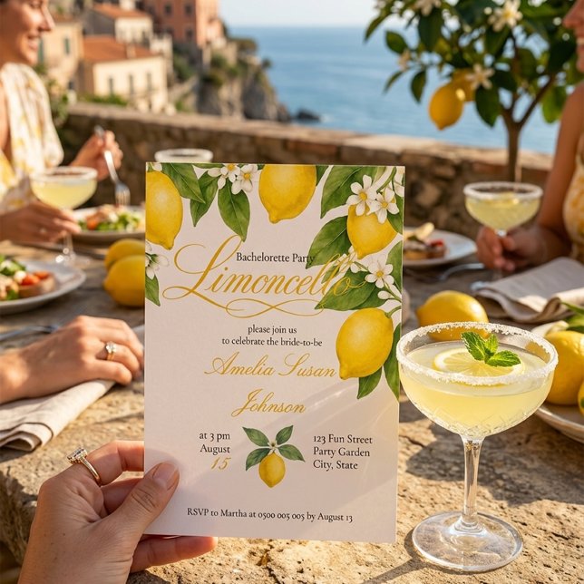 Convite Festa de Despedida de Solteira Limoncello Aquarela (Criador carregado)