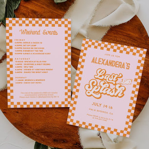 Convite Festa de Despedida de Solteira Rosa e Laranja de E